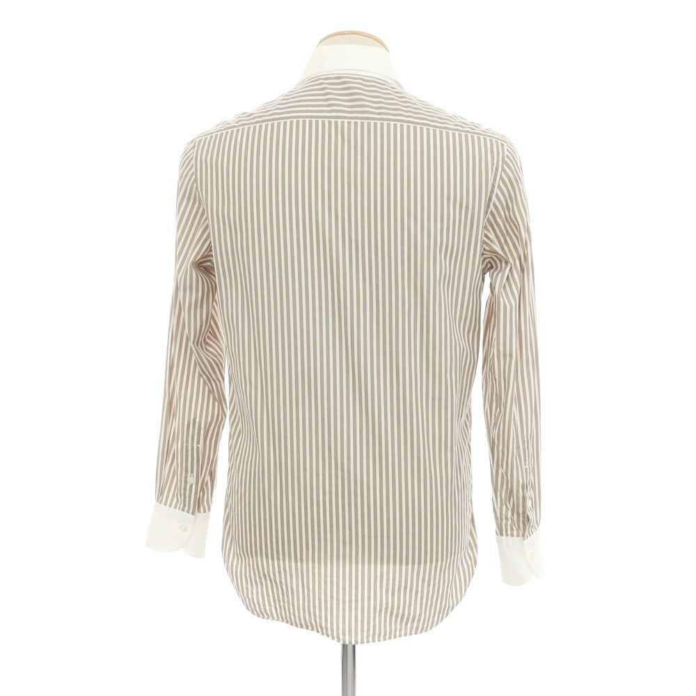 [Used] Maria Santangelo Striped Cleric Dress Shirt Brown x White [38] [Condition Rank B] [Men&