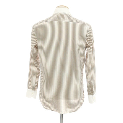 [Used] Maria Santangelo Striped Cleric Dress Shirt Brown x White [38] [Condition Rank B] [Men&