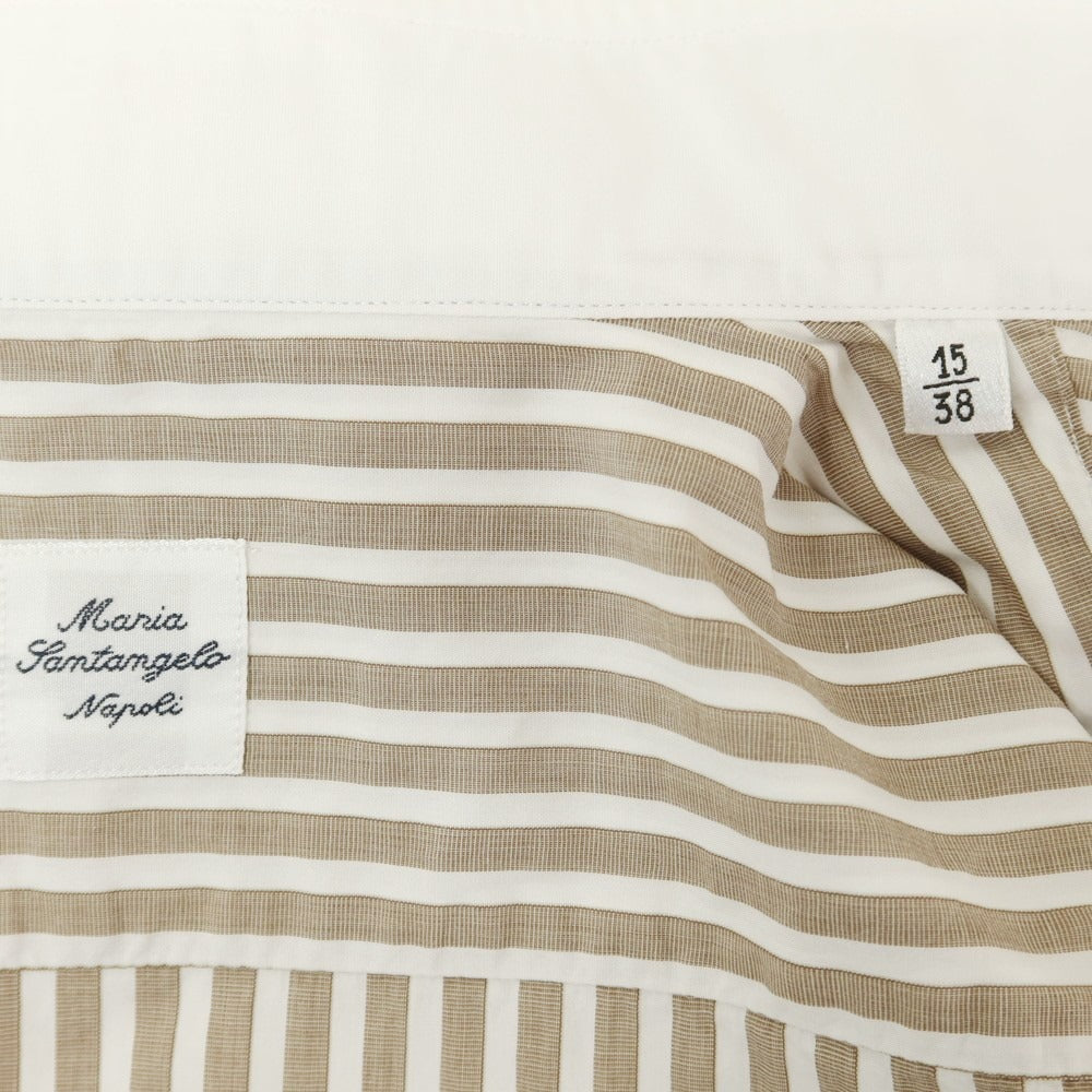 [Used] Maria Santangelo Striped Cleric Dress Shirt Brown x White [38] [Condition Rank B] [Men&