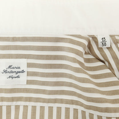 [Used] Maria Santangelo Striped Cleric Dress Shirt Brown x White [38] [Condition Rank B] [Men&