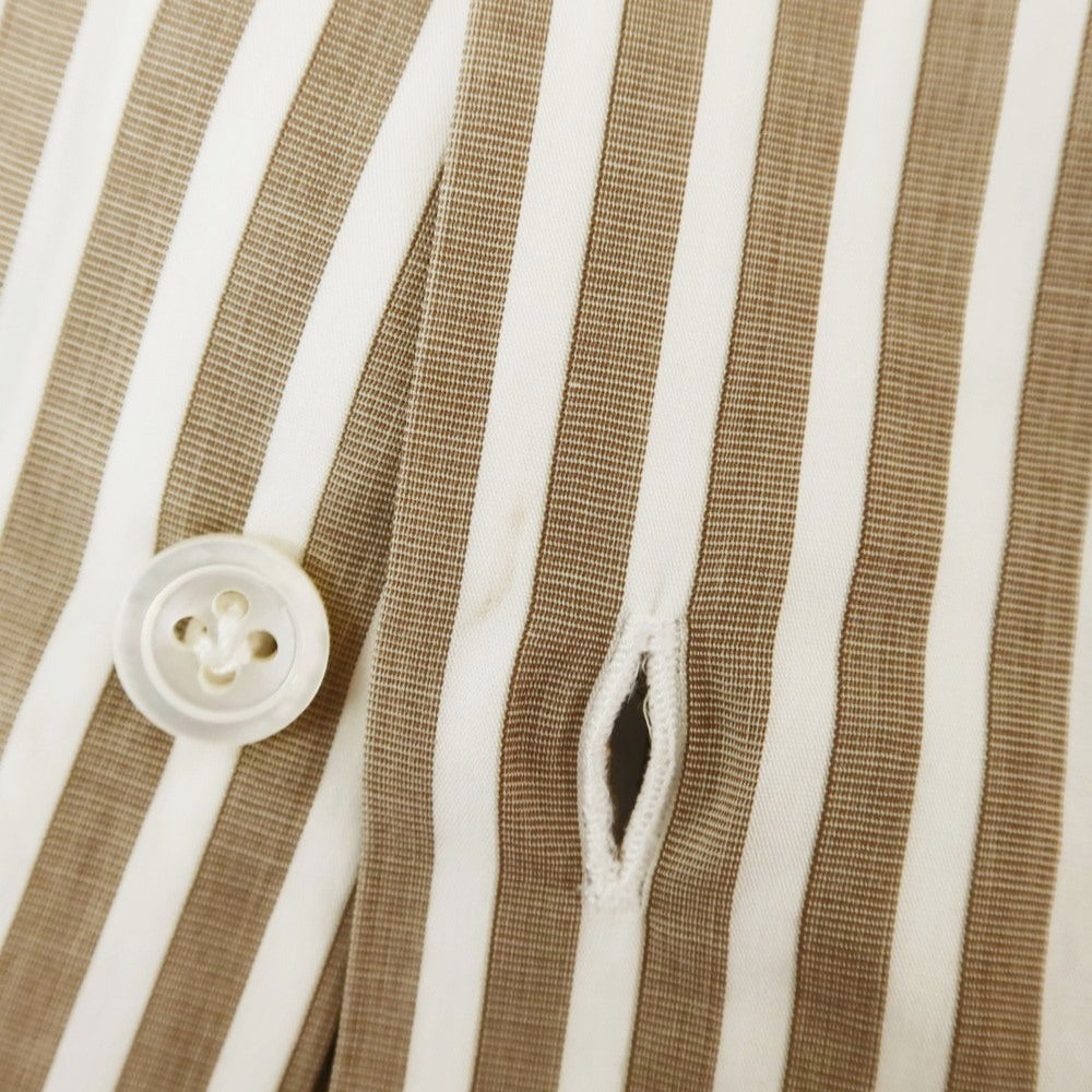 [Used] Maria Santangelo Striped Cleric Dress Shirt Brown x White [38] [Condition Rank B] [Men&