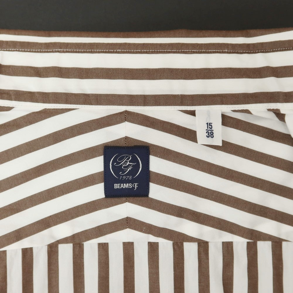 [Used] BEAMS F Striped Wide Collar Dress Shirt Brown x White [38] [Condition Rank B] [Men&