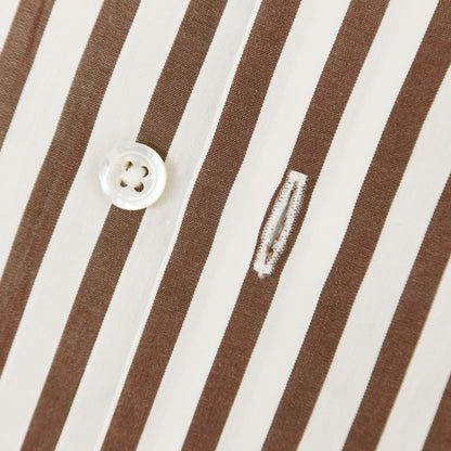 [Used] BEAMS F Striped Wide Collar Dress Shirt Brown x White [38] [Condition Rank B] [Men&