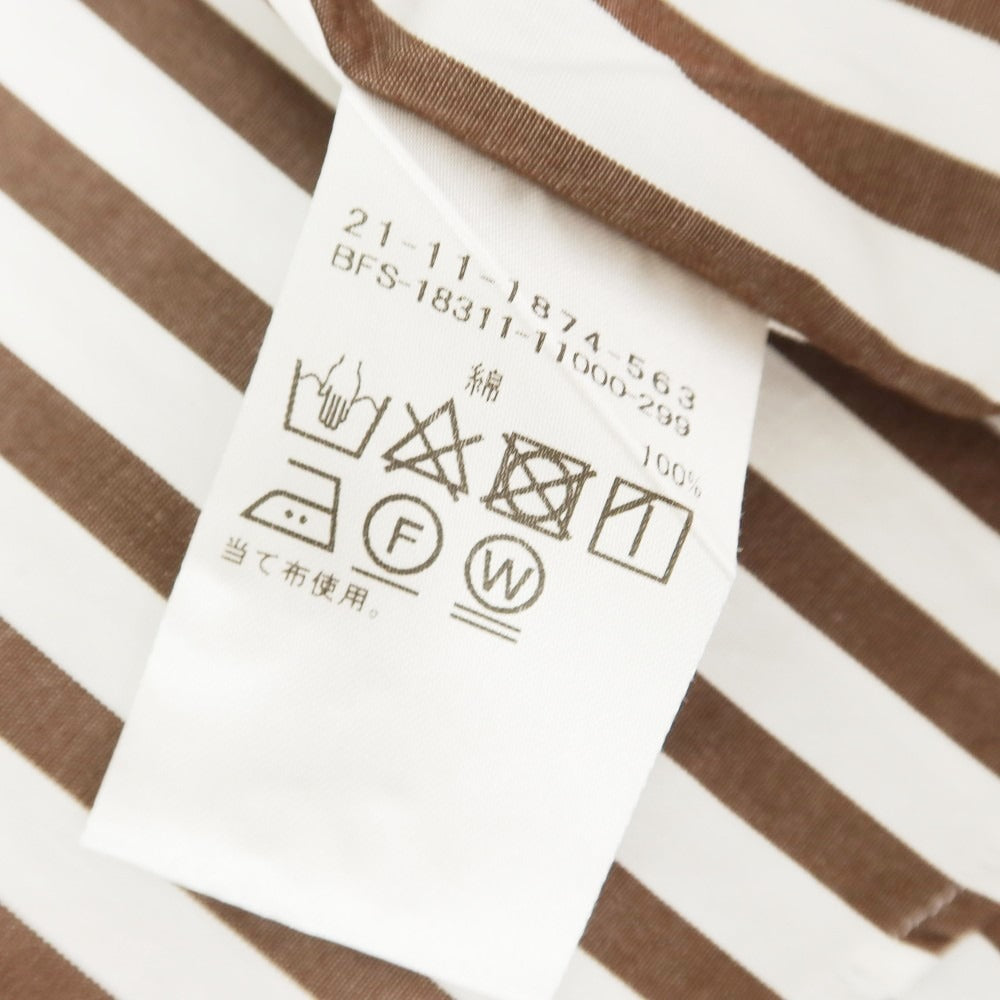 [Used] BEAMS F Striped Wide Collar Dress Shirt Brown x White [38] [Condition Rank B] [Men&