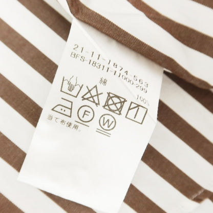 [Used] BEAMS F Striped Wide Collar Dress Shirt Brown x White [38] [Condition Rank B] [Men&