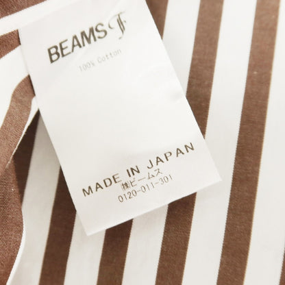 [Used] BEAMS F Striped Wide Collar Dress Shirt Brown x White [38] [Condition Rank B] [Men&