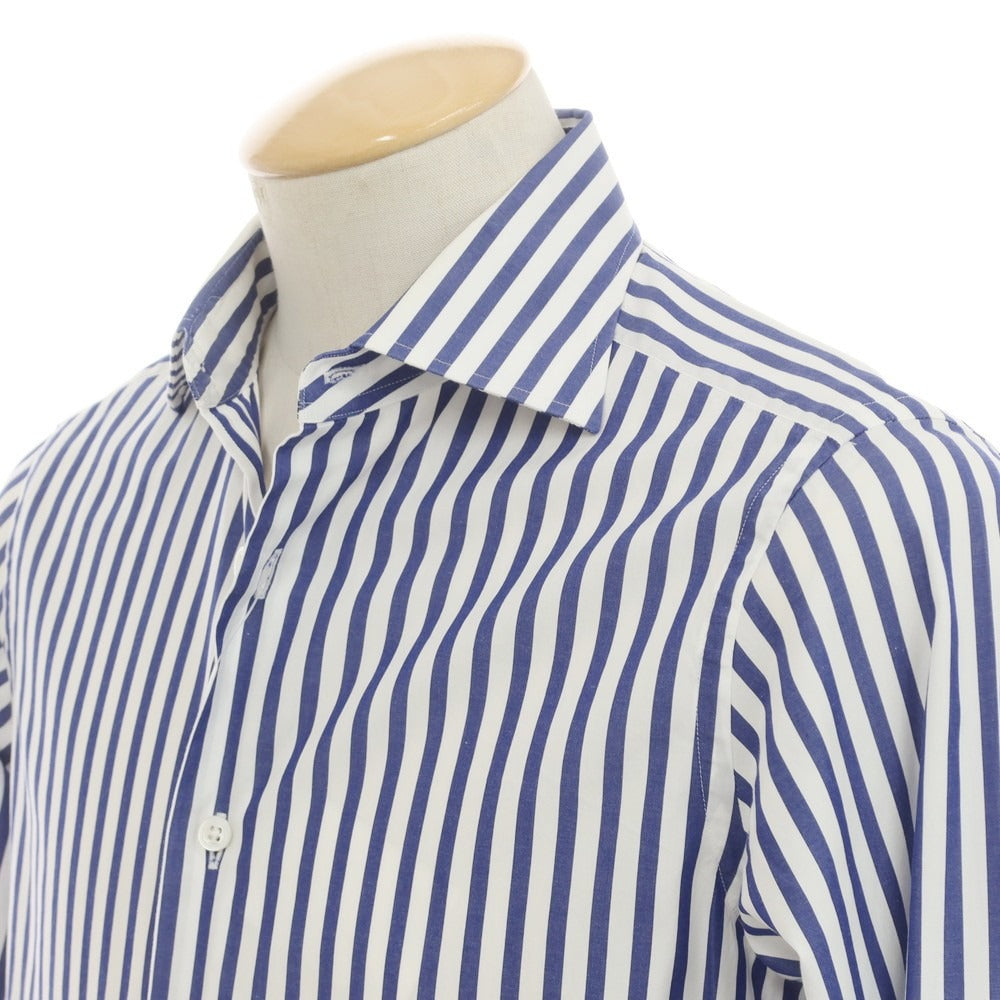[Used] BEAMS F Striped Wide Collar Dress Shirt Navy x White [38] [Condition Rank B] [Men&