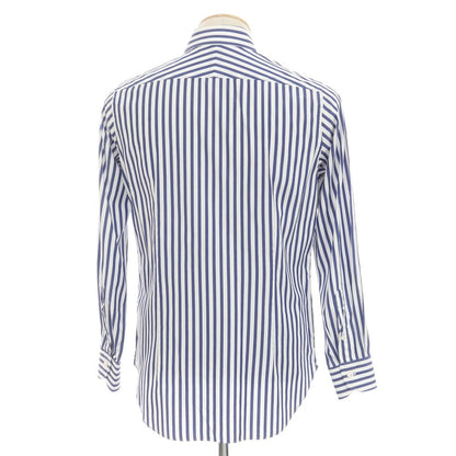 [Used] BEAMS F Striped Wide Collar Dress Shirt Navy x White [38] [Condition Rank B] [Men&