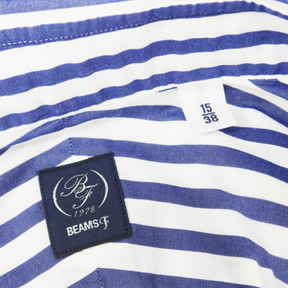 [Used] BEAMS F Striped Wide Collar Dress Shirt Navy x White [38] [Condition Rank B] [Men&