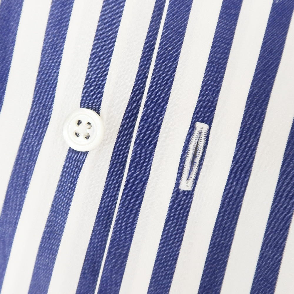 [Used] BEAMS F Striped Wide Collar Dress Shirt Navy x White [38] [Condition Rank B] [Men&