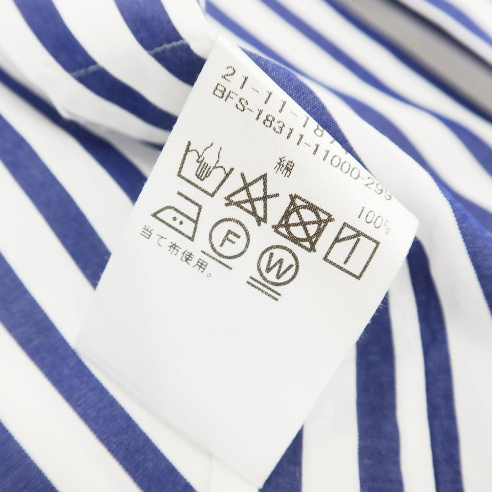 [Used] BEAMS F Striped Wide Collar Dress Shirt Navy x White [38] [Condition Rank B] [Men&