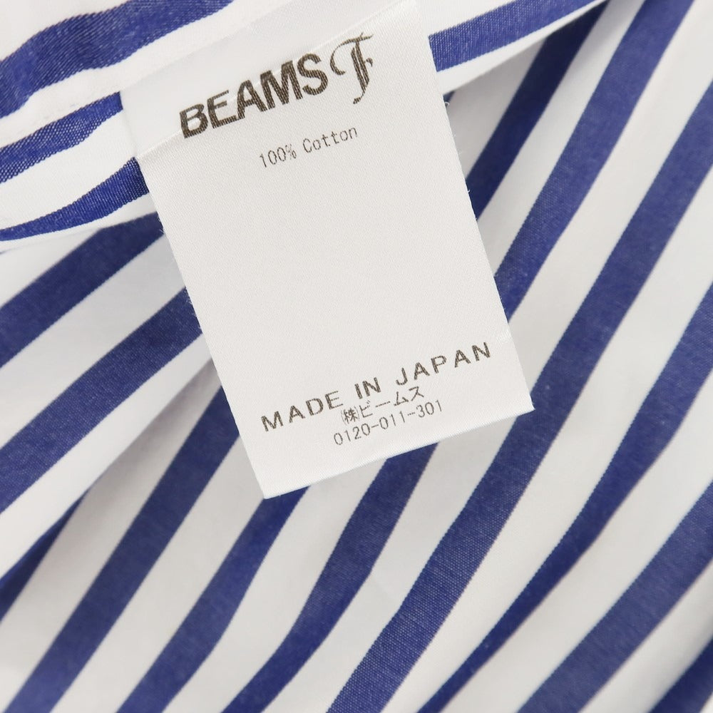[Used] BEAMS F Striped Wide Collar Dress Shirt Navy x White [38] [Condition Rank B] [Men&