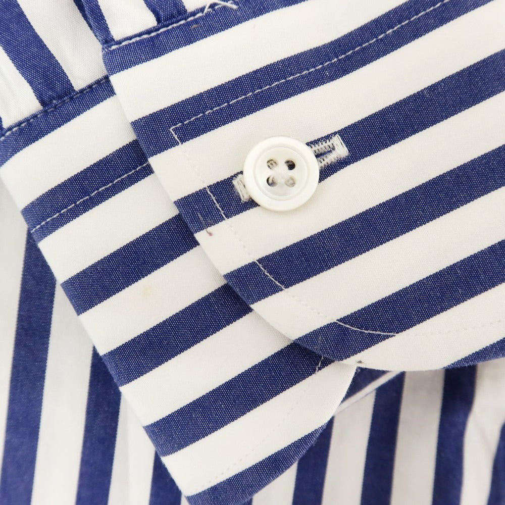 [Used] BEAMS F Striped Wide Collar Dress Shirt Navy x White [38] [Condition Rank B] [Men&