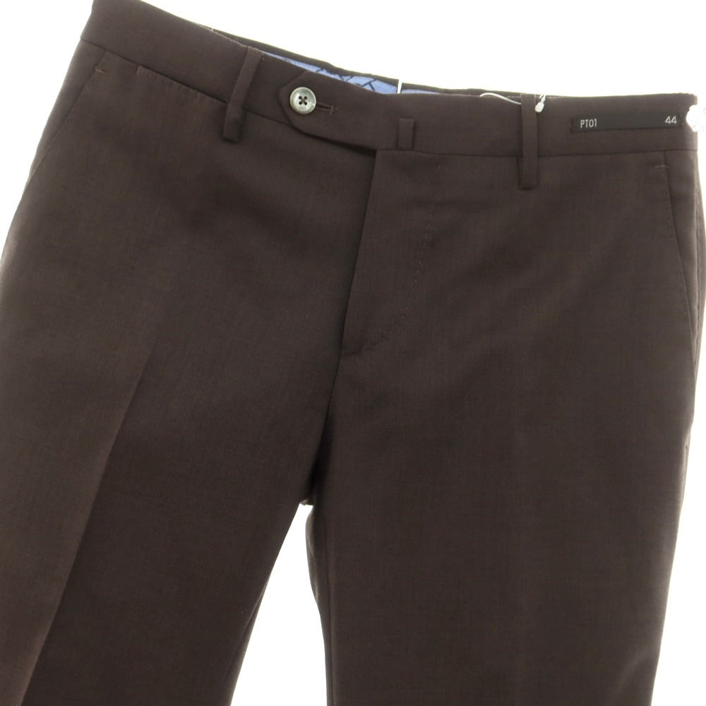 [Used] PT01 TRAVELLER stretch polyester wool dress slacks pants, dark brown [44] [Condition: C] [Men&