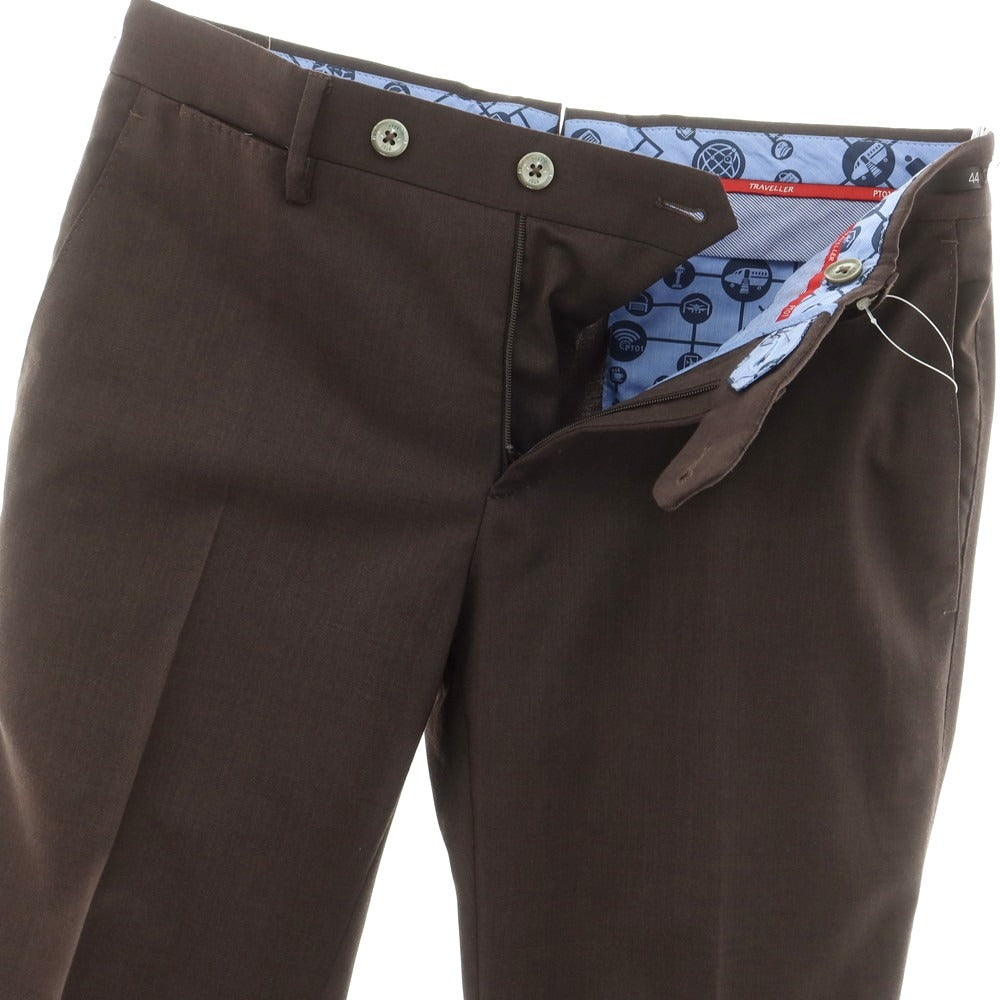 [Used] PT01 TRAVELLER stretch polyester wool dress slacks pants, dark brown [44] [Condition: C] [Men&