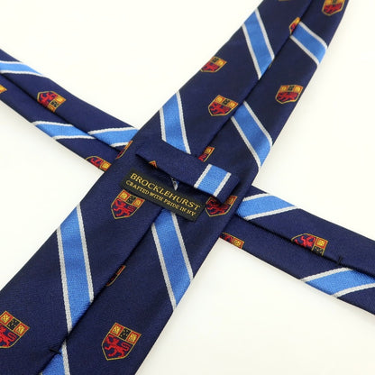 [Used] Brocklehurst Silk Crest Striped Necktie Navy x Blue [Condition Rank B] [Men&