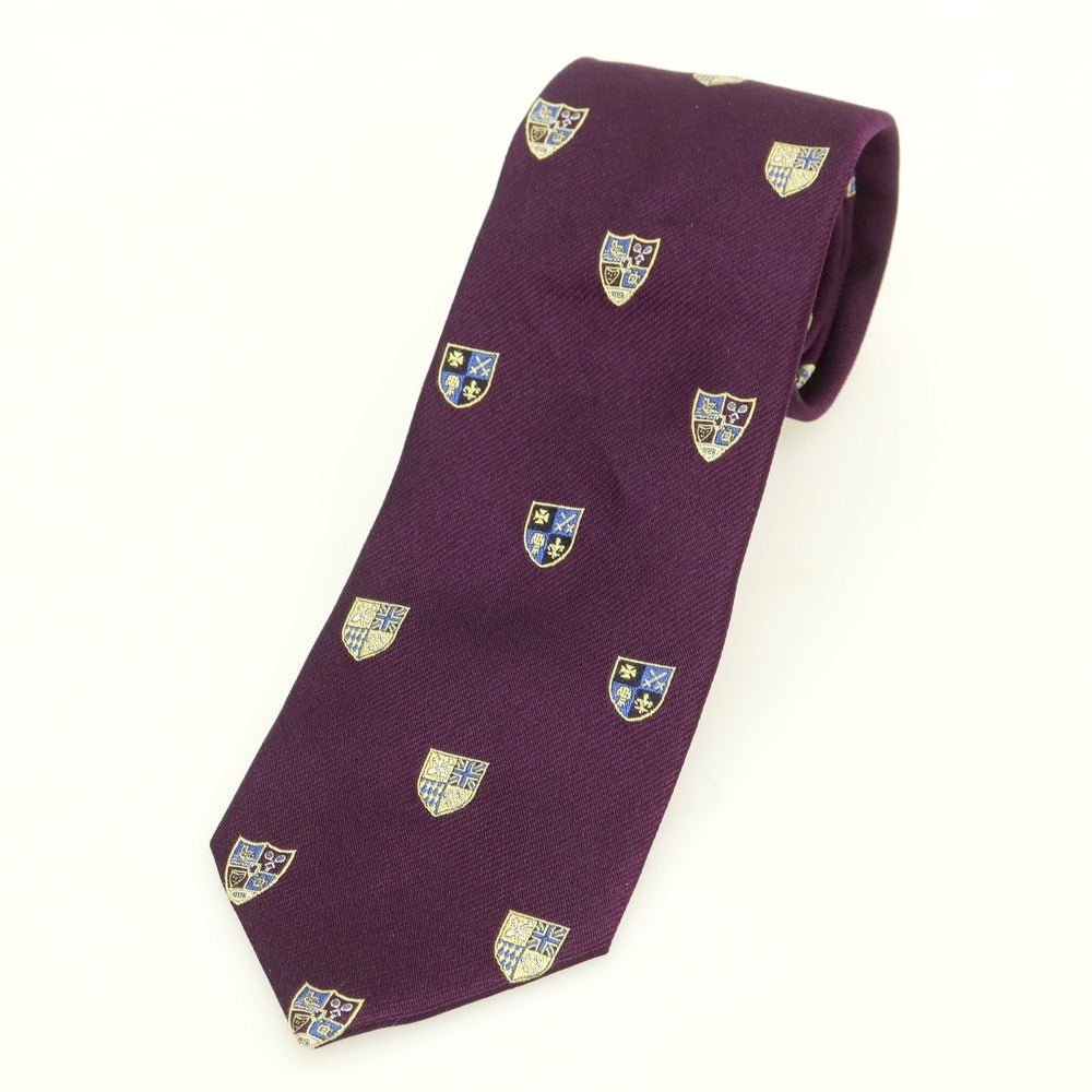 [Used] JOHN COMFORT Silk Crest Small Pattern Necktie Purple x Beige [Condition Rank B] [Men&