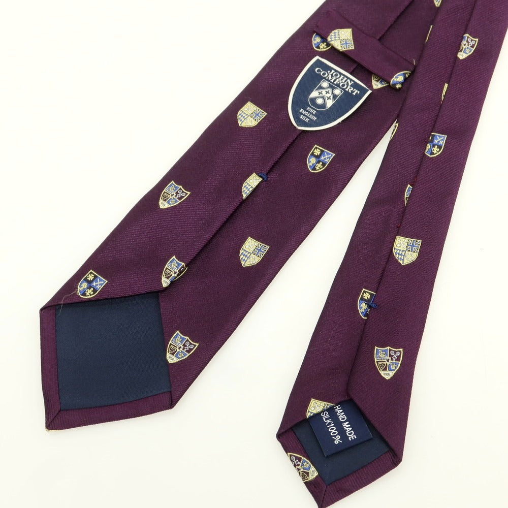 [Used] JOHN COMFORT Silk Crest Small Pattern Necktie Purple x Beige [Condition Rank B] [Men&