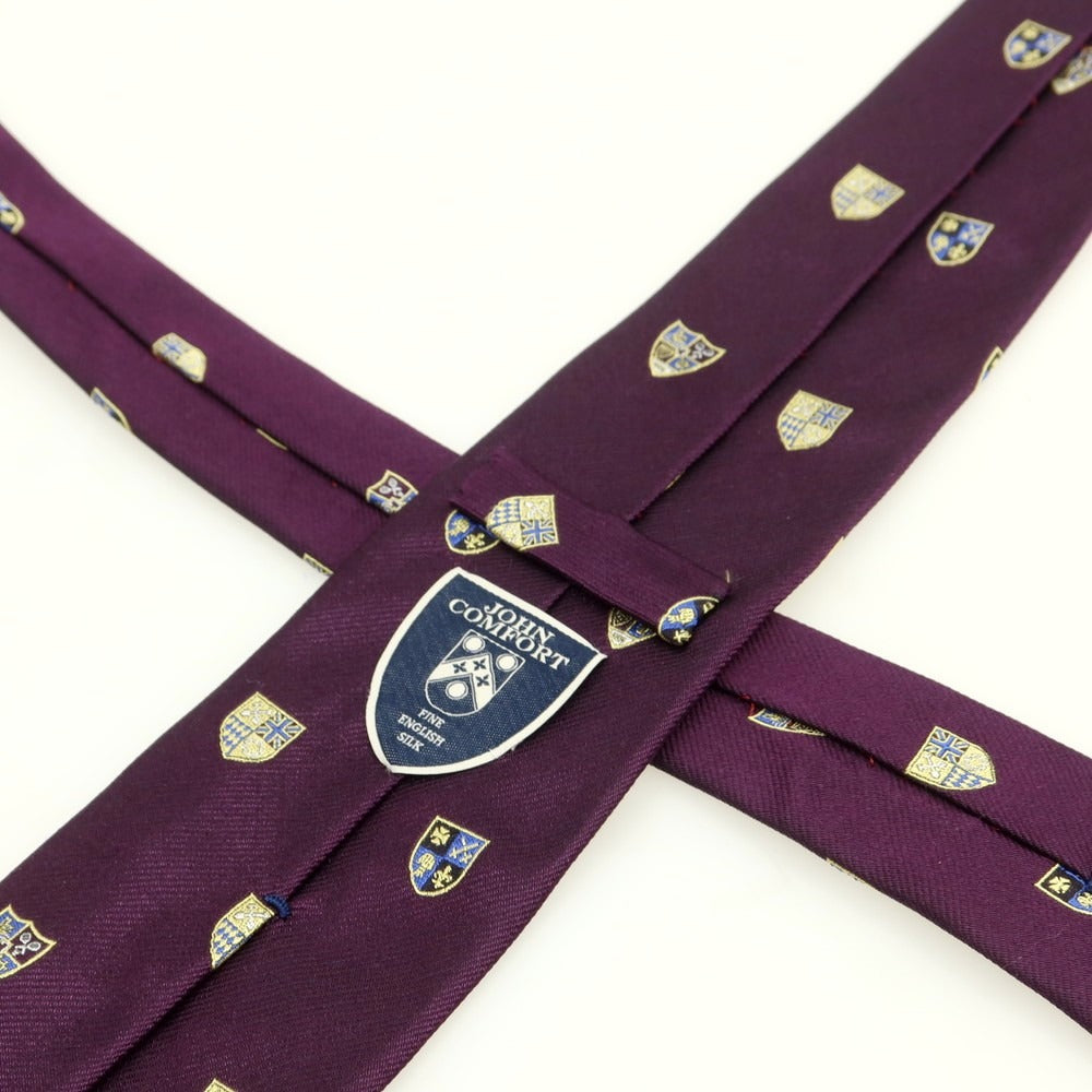 [Used] JOHN COMFORT Silk Crest Small Pattern Necktie Purple x Beige [Condition Rank B] [Men&