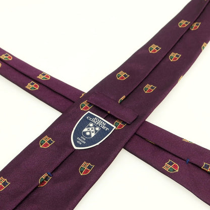 [Used] John Comfort Silk Crest Small Pattern Necktie Purple x Red [Condition Rank B] [Men&