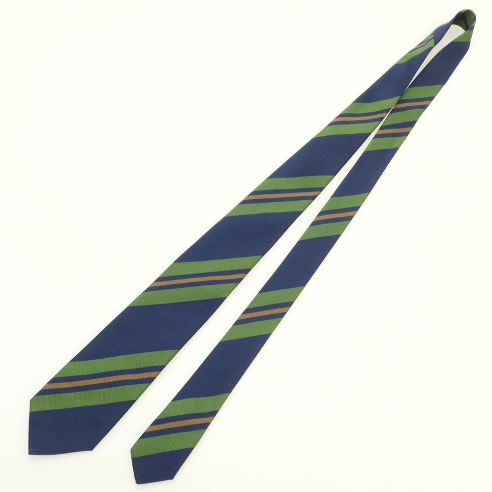 [Used] JOHN COMFORT Silk Cotton Striped Necktie Navy x Green [Condition Rank B] [Men&