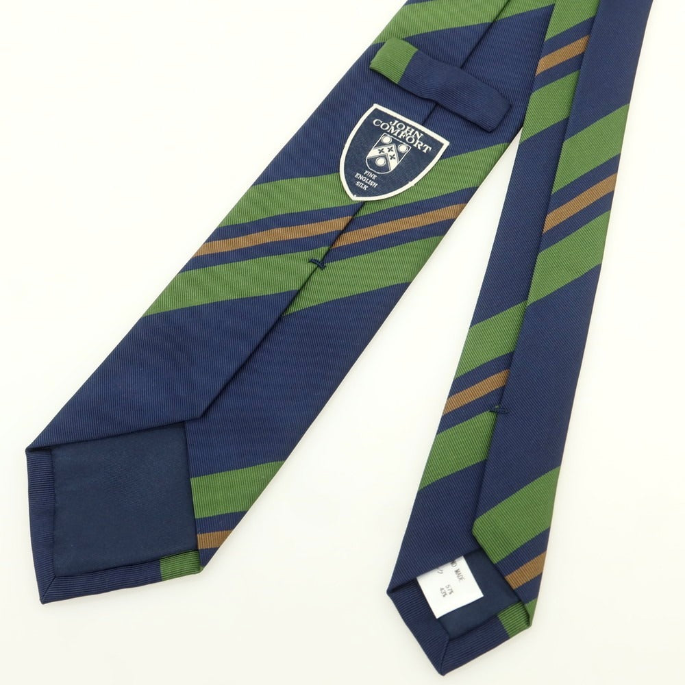 [Used] JOHN COMFORT Silk Cotton Striped Necktie Navy x Green [Condition Rank B] [Men&