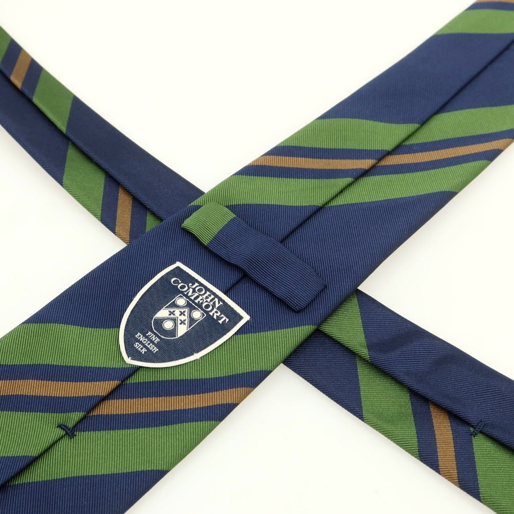 [Used] JOHN COMFORT Silk Cotton Striped Necktie Navy x Green [Condition Rank B] [Men&