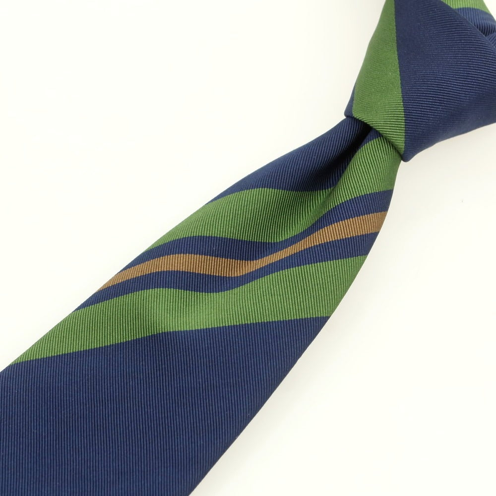 [Used] JOHN COMFORT Silk Cotton Striped Necktie Navy x Green [Condition Rank B] [Men&