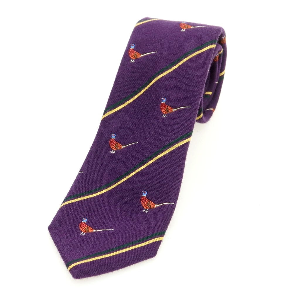 [Used] John Comfort wool silk animal stripe necktie purple x yellow [Condition Rank B] [Men&