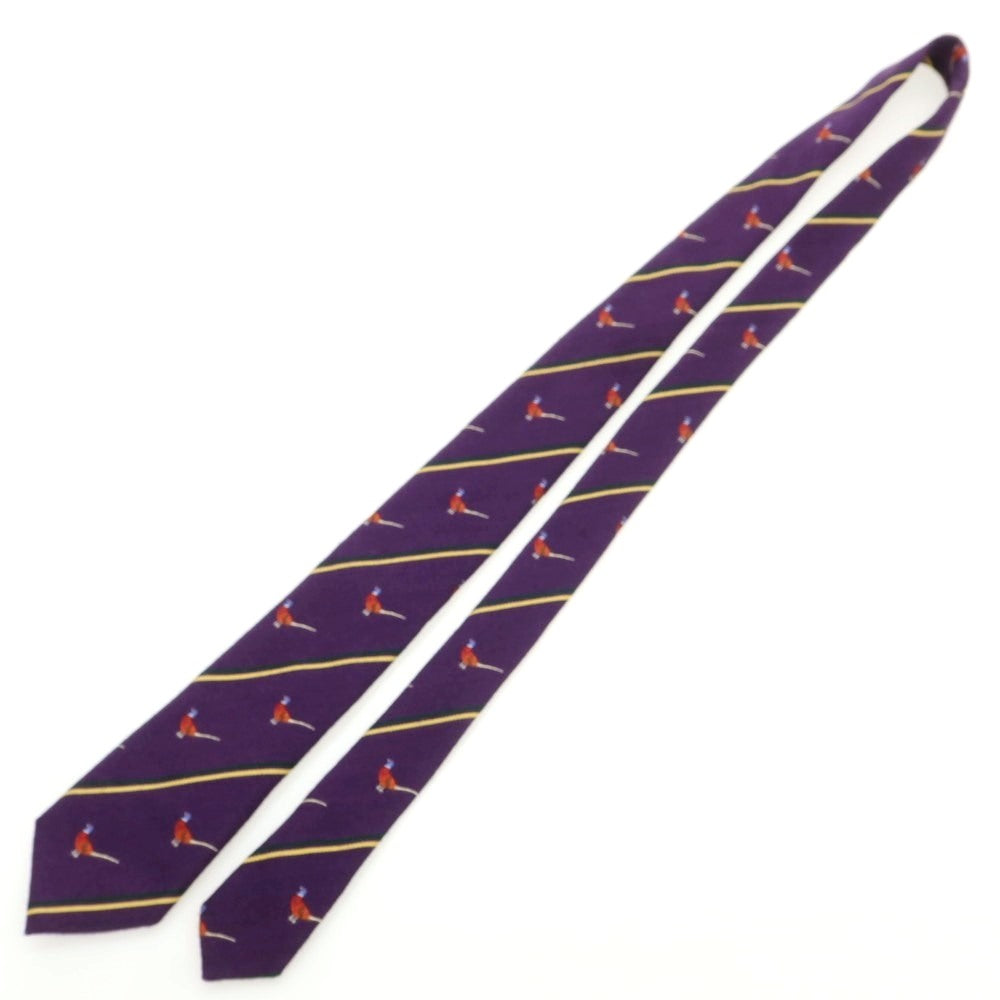 [Used] John Comfort wool silk animal stripe necktie purple x yellow [Condition Rank B] [Men&