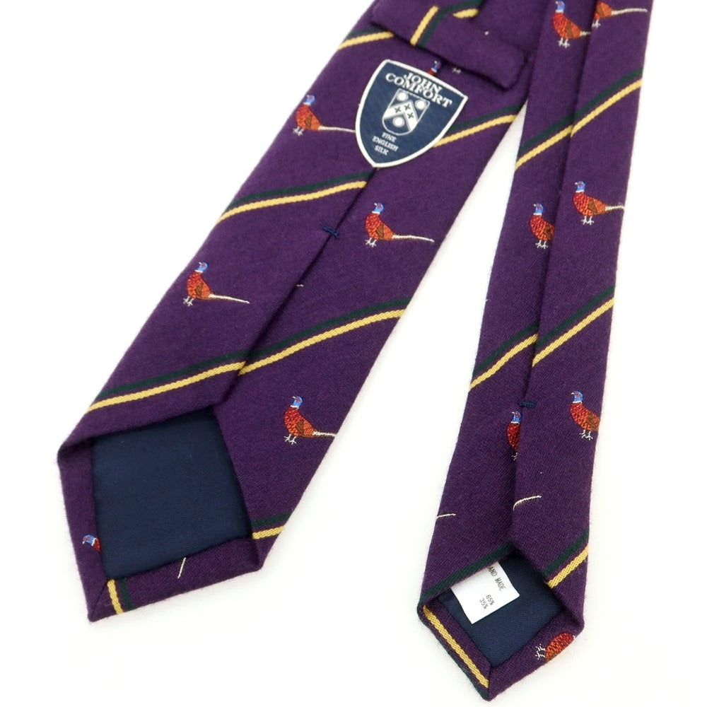 [Used] John Comfort wool silk animal stripe necktie purple x yellow [Condition Rank B] [Men&