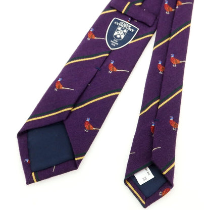 [Used] John Comfort wool silk animal stripe necktie purple x yellow [Condition Rank B] [Men&