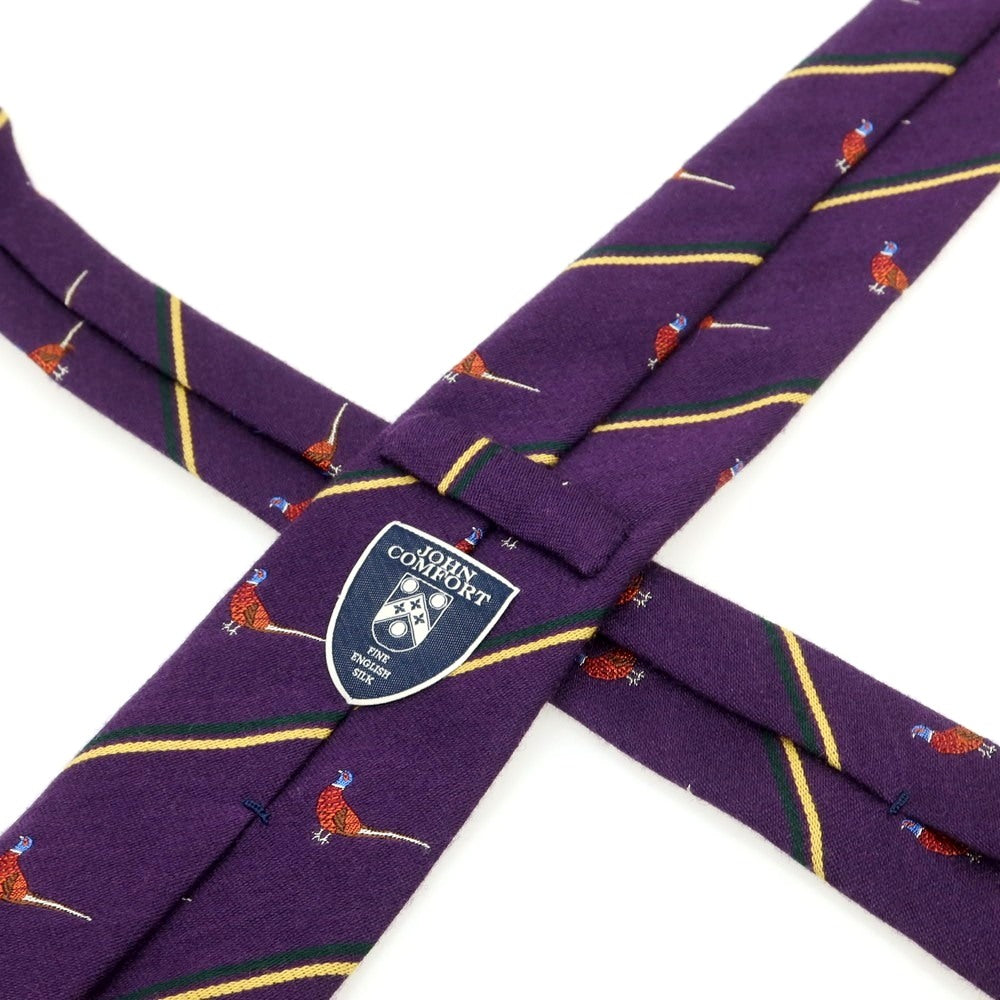 [Used] John Comfort wool silk animal stripe necktie purple x yellow [Condition Rank B] [Men&