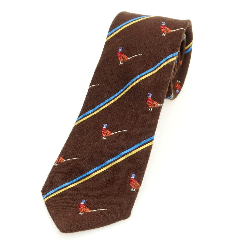 [Used] John Comfort wool silk animal stripe necktie brown x yellow [Condition Rank B] [Men&