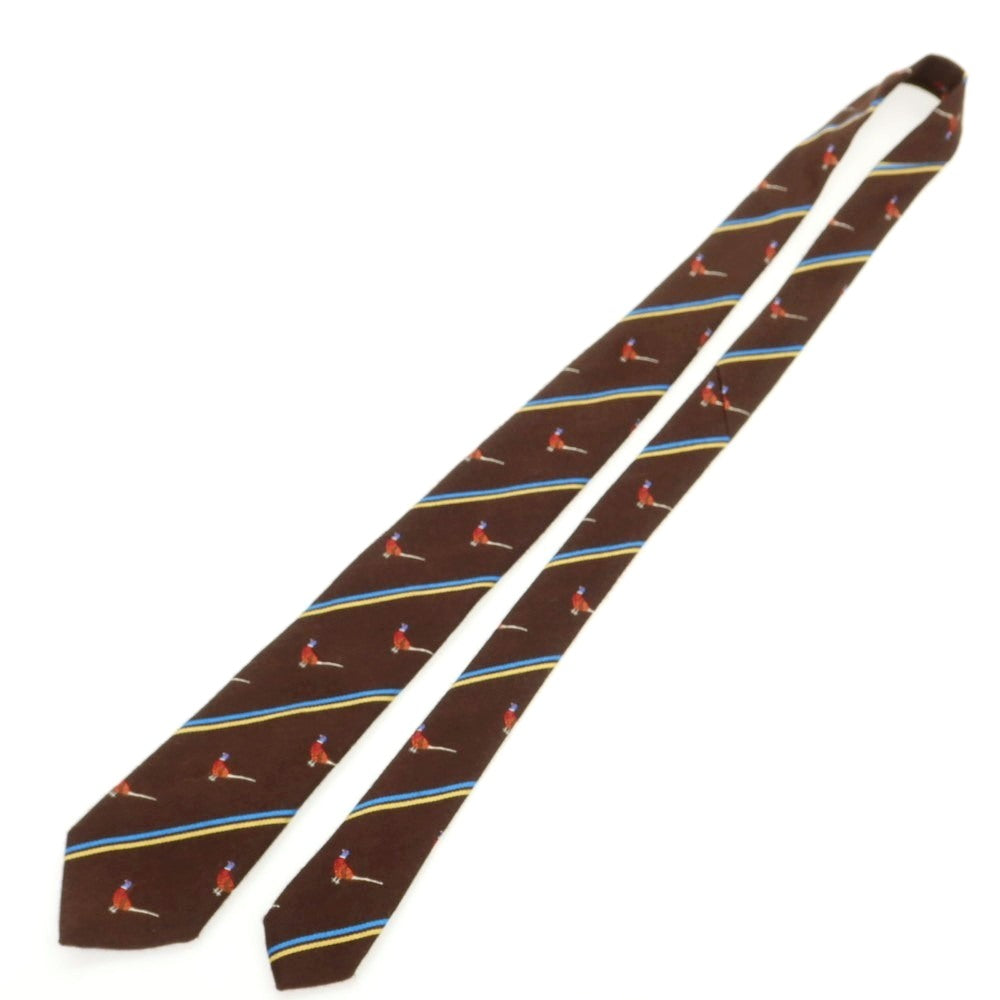 [Used] John Comfort wool silk animal stripe necktie brown x yellow [Condition Rank B] [Men&
