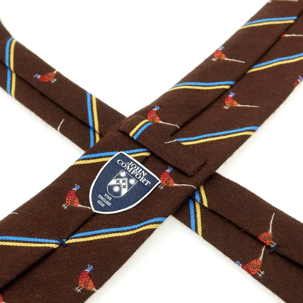 [Used] John Comfort wool silk animal stripe necktie brown x yellow [Condition Rank B] [Men&