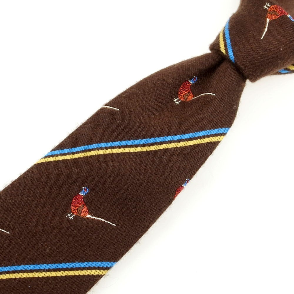 [Used] John Comfort wool silk animal stripe necktie brown x yellow [Condition Rank B] [Men&