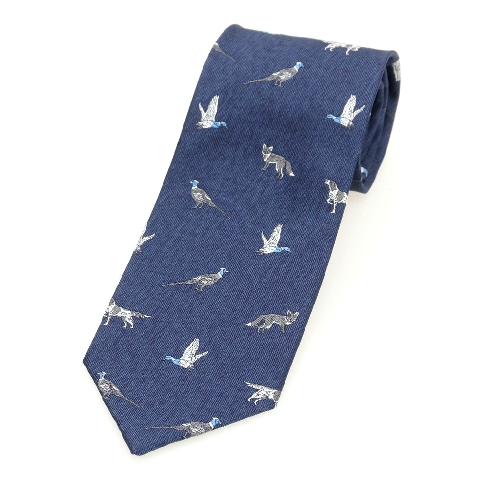 [Used] Fumagalli Silk Animal Pattern Necktie Navy [Condition Rank B] [Men&