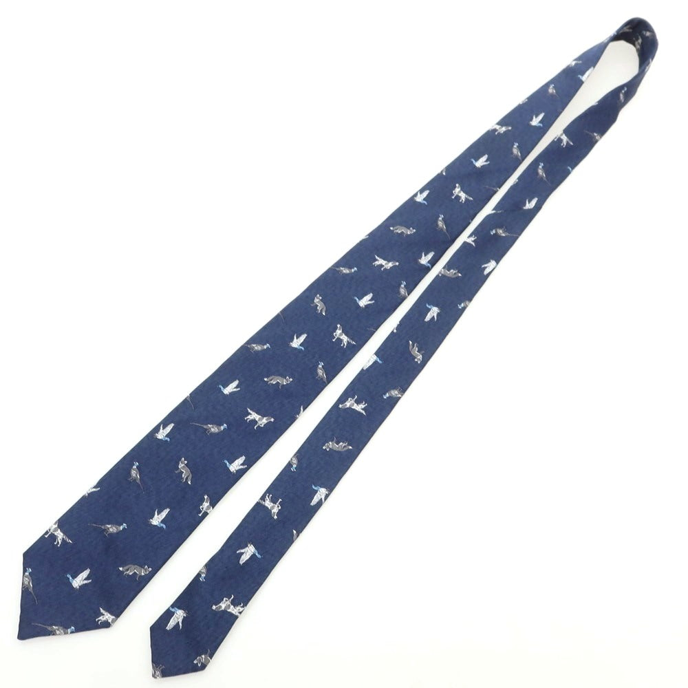 [Used] Fumagalli Silk Animal Pattern Necktie Navy [Condition Rank B] [Men&