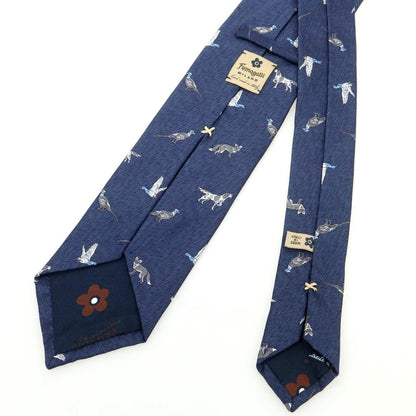 [Used] Fumagalli Silk Animal Pattern Necktie Navy [Condition Rank B] [Men&