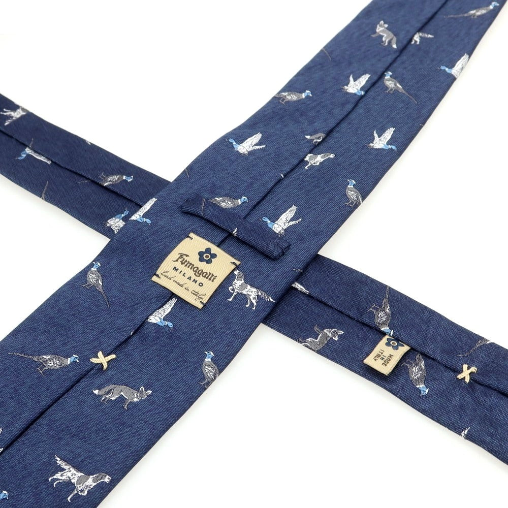 [Used] Fumagalli Silk Animal Pattern Necktie Navy [Condition Rank B] [Men&