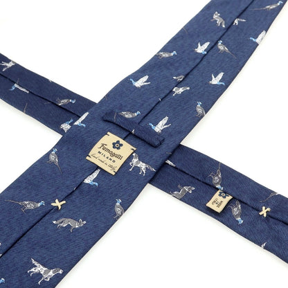 [Used] Fumagalli Silk Animal Pattern Necktie Navy [Condition Rank B] [Men&