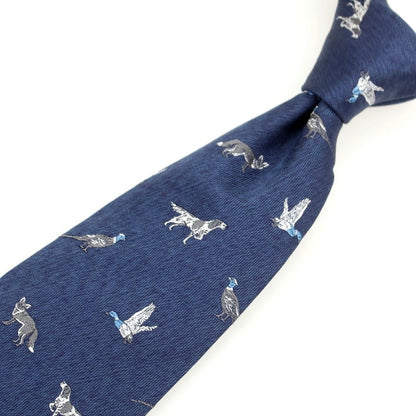 [Used] Fumagalli Silk Animal Pattern Necktie Navy [Condition Rank B] [Men&