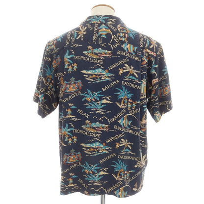 [Used] Tommy Bahama Silk Resort Pattern Aloha Shirt, Short Sleeve Shirt, Navy [2] [Condition Rank C] [Men&