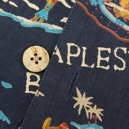 [Used] Tommy Bahama Silk Resort Pattern Aloha Shirt, Short Sleeve Shirt, Navy [2] [Condition Rank C] [Men&