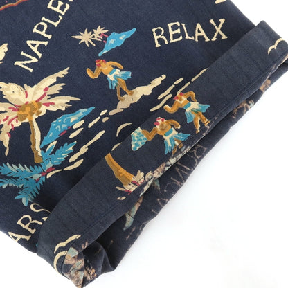 [Used] Tommy Bahama Silk Resort Pattern Aloha Shirt, Short Sleeve Shirt, Navy [2] [Condition Rank C] [Men&
