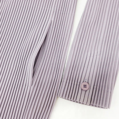 [Used] Homme Plissé Issey Miyake Spring/Summer 2025 Pleated Long Jacket Grayish Lavender [No description (L size)] [Condition Rank A] [Men&