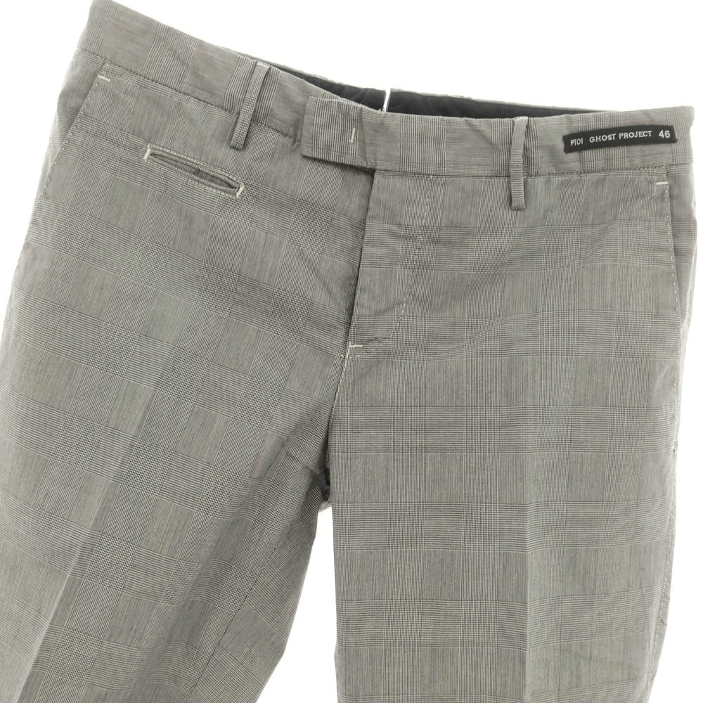 [Used] PT01 SLEEK stretch cotton check slacks pants, black x ivory [46] [Condition rank B] [Men&