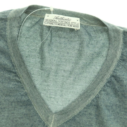 【中古】オリジナルヴィンテージスタイル ORIGINAL VINTAGE STYLE ハイゲージ ウール Vネック プルオーバーニット グリーン【 表記なし（XL位） 】【 状態ランクB 】【 メンズ 】