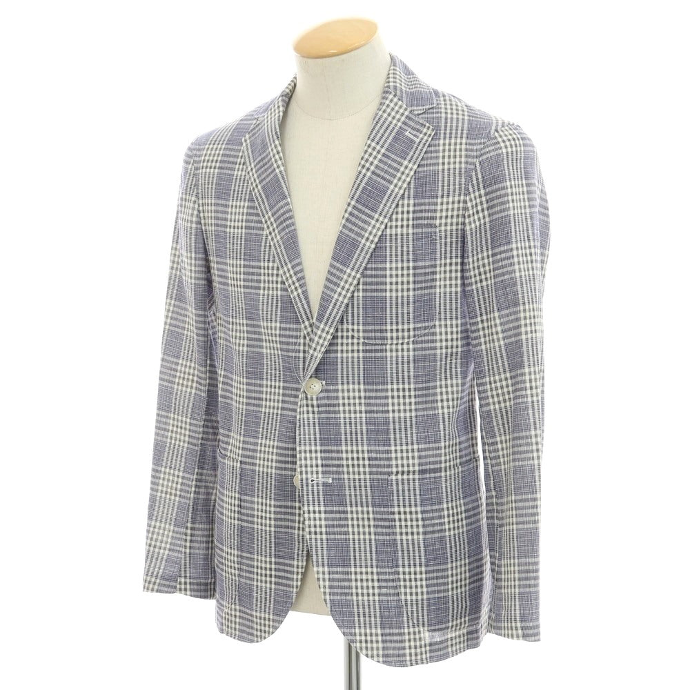 [Used] Giannetto cotton check casual jacket purple navy x white [42] [Condition rank C] [Men&